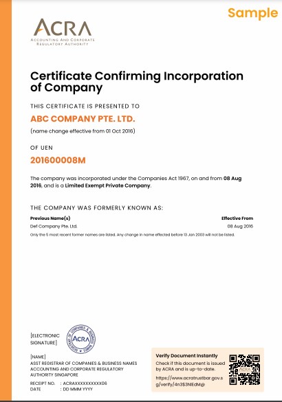 新加坡公司营业执照什么样？（新加坡公司注册完成文件）